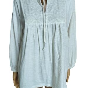 White Embroidered Women's Top